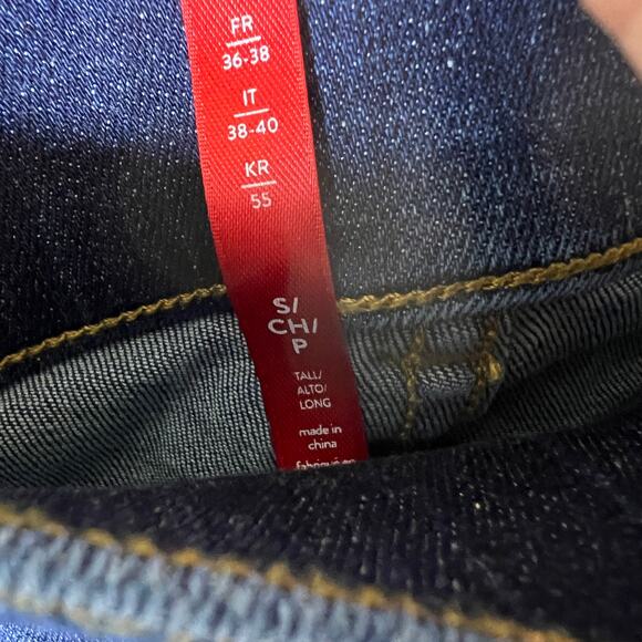 Spanx Jeans Womens Size Small Tall Blue Bootcut Flare Raw Hem Midnight Shade - Picture 7 of 16